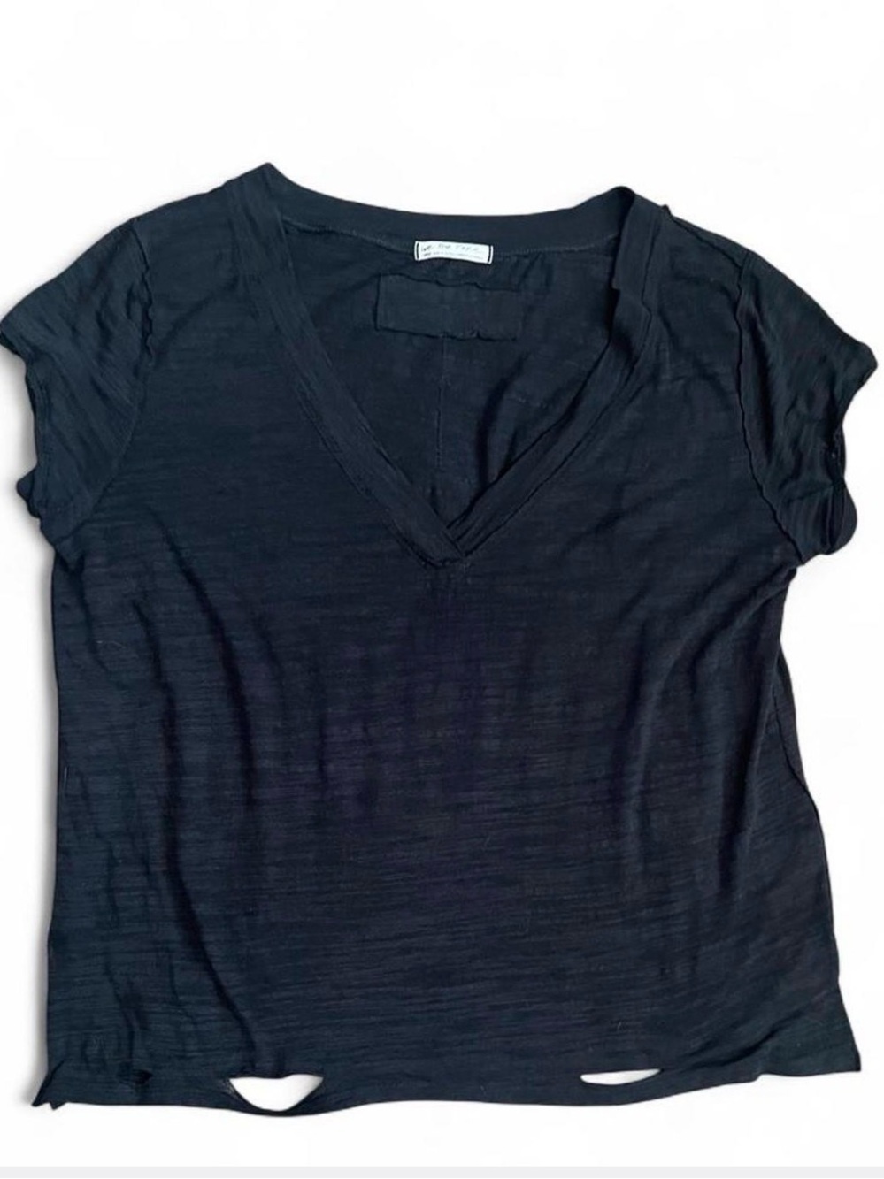 We The Free Black V-Neck Short Sleeve Tee